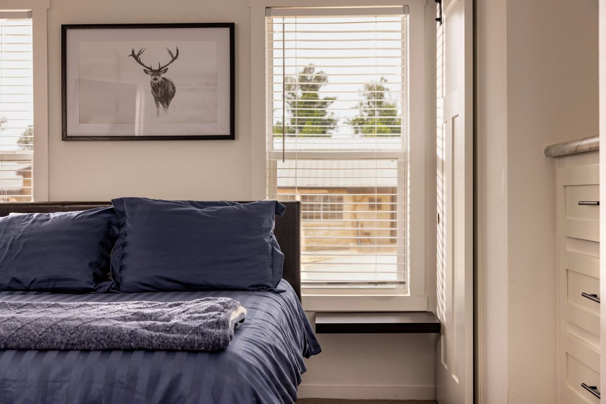 Comfortable lodge bedroom at Texas Hunt Lodge