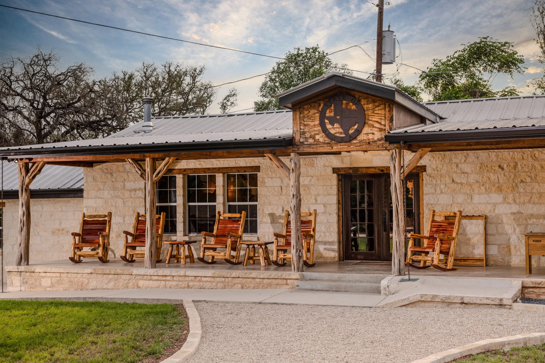 Texas Hunt Lodge stone lodge exterior